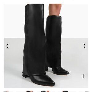 Zendaya Black Pointed Toe Knee High Boots